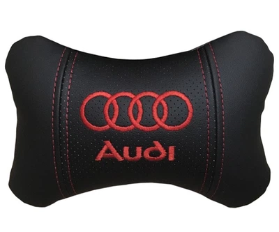 Подушка автомобильная под шею АвтоХоп на подголовник с красным логотипом Audi