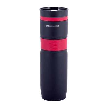 Термокружка для напитков Kamille KM-2068KR из нержавеющей стали с цветной TPR вставкой 900 мл Красный (127-84-2068KR)