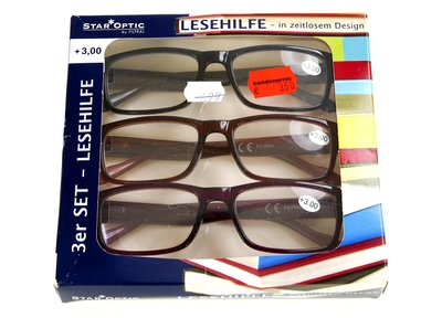 Набір окулярів для читання (3шт) +3,0 Star Optic чорний-коричневий R3-270134