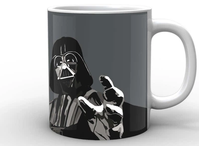 Кружка белая Звёздные войны Star Wars Дарт Вейдер на сером фоне керамика, белого цвета 330мл.