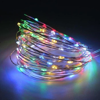 Гирлянда Роса нить 100 Led 10 м цветная на батарейках G166