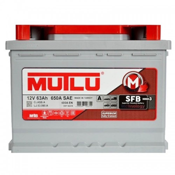 Аккумулятор Mutlu SFB (Ser3) 6CT-63Ah R+ 600A (EN) низкобазовый