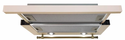 Вытяжка Luxor Fantom 2 мотора 1000 м3 F 60 Rustik KUP Glass LED + гофротруба в комплекте бежевое стекло , шампань, слоновая кость