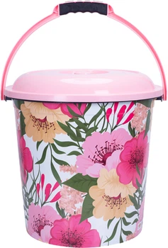 Відро з кришкою Violet House Flowers 20 л 36х36х36 см Рожеве (0207 №5 FLOWERS з/кр. 20 л)