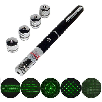 Лазерна указка з насадками 5 в 1 1000mW M+ Green Laser Pointer 2.0