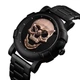 Чоловічі годинники Skmei Skull 9178 Чорні з черепом Червона платина - зображення 2