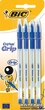 Набор шариковых ручек 4 шт BIC Cristal Grip Синий, пишущий узел 1мм, толщина линии письма 0.4 мм, Прозрачный корпус  (3086123004030) - изображение 2