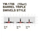 Вертлюг тройной MiniMax Barrel Triple Swivels Style C №10+12 16 кг 10 шт. (YM-1706-10,12) - изображение 2