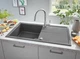 Мийка кухонна Grohe K400, граніт, прямокут., з крилом, 780x500x205мм, чаша - 1, врізна, сірий граніт - изображение 3