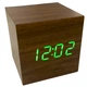 Настольные часы Wooden Watch электронные светодиодные USB 6,5х6,5см Коричнево-зелёные (VST-869) - изображение 1