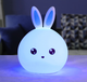 Детский светодиодный силиконовый led ночник милый зайчик RGB игрушка лампа диодный мягкий cветильник сенсорный 6 цветный аккумуляторный USB зарядкой - изображение 6