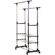 Вешалка стойка для одежды Colgador Double-Pole с полками 90x42x165 см Black (3_07938) - изображение 1