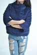 Жіноча куртка Italia коротка Синій Вельветовий М - зображення 1
