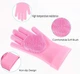Силіконова рукавиця для миття посуду Silicone Magic Gloves Багатофункціональна щітка Рожевий - зображення 4