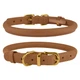 Ошейник для Собак Круглый Кожаный BronzeDog Premium Crazy Светло-Коричневый 9 мм 30-40 см (002318) - изображение 1