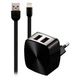Зарядний пристрій Remax RP-U215i 2.4A 2USB + Cable Lightning black - зображення 1