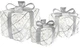Декоративная композиция - 3 коробки 15х20см, 20х25см, 25х30см с LED-подсветкой, белый с серебром - изображение 1