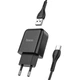 Мережевий зарядний пристрій Hoco C72A + кабель Type-C Glorious Single Port Charger 1USB 2.1A Black - зображення 2