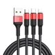 Кабель HOCO X26 Xpress one pull three charging cable iP+Micro+Type-C Black+Red (6957531080282) - изображение 1
