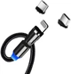 Кабель ColorWay USB - 3в1 (Lightning+MicroUSB+Type-C) Magnetic Rotation 540° 2.4А 1 м Black (CW-CBUU037-BK) - изображение 5