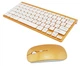 Беспроводная клавиатура и мышь KeyBoard 908 Золотая с белым - изображение 1