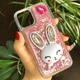 Чехол Glitter для Iphone 11 Pro Max бампер жидкий блеск Заяц Розовый - изображение 1