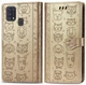 Чехол Embossed Cat and Dog для Samsung Galaxy M31 / M315 книжка кожа PU Gold - изображение 2