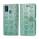 Чехол Embossed Cat and Dog для Samsung Galaxy M21 / M215 книжка кожа PU Mint - изображение 2