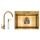 Мойка для кухни MIXXUS из нержавеющей стали SET-6045-200x1.0-PVD 600x450мм прямоугольная врезная матовая 1мм золото с сифоном MX0589 - изображение 2