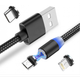 Магнитный кабель 3в1 для зарядки micro USB | Lightning | USB type C Magnetic USB Cable в оплётке ЧЁРНЫЙ - изображение 1