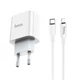Зарядний пристрій 1Type-C Hoco C76A PD 20 W White з кабелем Type-C to Lightning - зображення 1