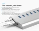 USB-хаб Blueendless H7013U3 10 портів USB 3.0 з блоком живлення hub концентратор - зображення 3