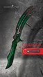 Нож Деревянный бабочка складной Тренировочный балисонг зеленый, CS GO Butterfly Knife Gamma Doppler Emerald - изображение 1