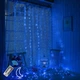 Гирлянда светодиодная LTL штора curtain "капля росы" 3*3 метра 300 led Blue c пультом - изображение 1