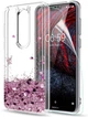 Чехол накладка + защитная пленка LeYi Case Glitter Liquid Quicksand Flow Luxury для Nokia 6.1 Plus / Nokia X6 Rose Gold - изображение 1