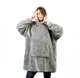 Плед толстовка двухсторонняя Huggle Hoodie халат с капюшоном и рукавами унисекс серый - изображение 3