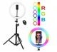 Кольцевая LED лампа RGB 33 см 15 цветовых схем SOFT RING LIGHT + Подарок Штатив 210 см + bluetooth пульт Набор для блогера - изображение 2
