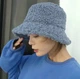 Женская меховая шапка панама теплая плюшевая пушистая (Тедди, барашек, каракуль) 2 Серая - изображение 2