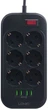 Filtr sieciowy przedłużacz LDNIO SE6403 6 gniazd / 4 USB 2 m Black (6933138690178) - obraz 1