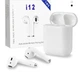 Бездротові безпроводові сенсорні навушники i12-TWS Double V 5.0 EDR Bluetooth, Pop-up, Stereo Bass, White - изображение 1
