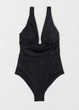 Купальник слитный с моделирующим эффектом для женщины H&M 0811777 34,XS Черный - изображение 3