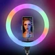 Разноцветная кольцевая LED лампа 20 см с держателем для смартфона UKC MJ20 RGB - изображение 1