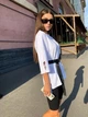 Костюм женский футболка с поясом и велосипедки K&ML 556 L - XL (48 - 50) Белый с черным ( 556 - 01) - изображение 3