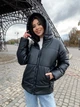 Зимняя женская куртка с капюшоном эко кожа K&ML 07 (42-48) Черный (07 - 01) - изображение 2