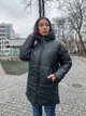 Зимова жіноча куртка з капюшоном еко шкіра K&ML 08 (42-48) Чорний (08 - 01) - зображення 5