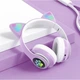 Беспроводные Детские Bluetooth наушники с подсветкой с MicroSD с FM-Радио Cat STN-28 с Кошачьими Ушками Фиолетовые - изображение 2