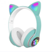 Беспроводные Детские Bluetooth наушники с подсветкой с MicroSD с FM-Радио Cat STN-28 с Кошачьими Ушками Бирюзовые - изображение 1