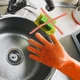 Рукавички для миття посуду прибирання Сlean Step Помаранчеві господарські силіконові з гумовими ворсинками - зображення 6
