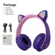 Беспроводные наушники Epik KD-58 Bluetooth 5.0/AUX/MicroSD со светящимися кошачьими ушками для детей Violet - зображення 2