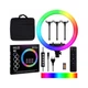 Кольцевая светодиодная RGB лампа LED Lux 56 см MJ56 с тройным зажимом для телефона для селфи и пультом - изображение 3